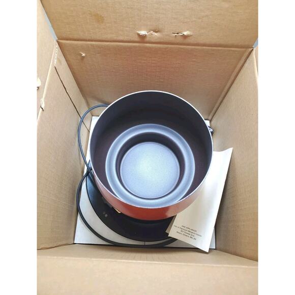 NEW Vintage Jubilee Electric MCM Fondue Set Retro Red Pot 4 Teak Handle Fork NOS - Picture 15 of 15